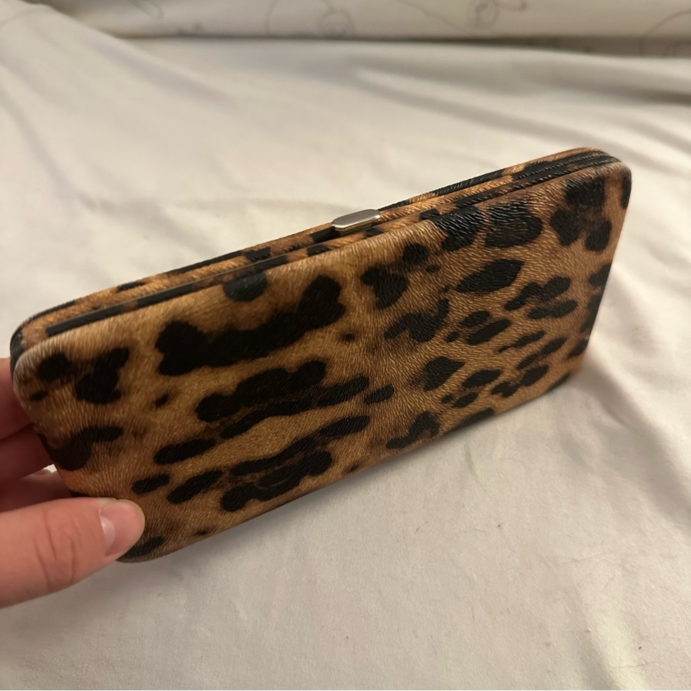 Leopard Print Brown & Black Rectangular Clutch Wallet - Picture 2 of 8